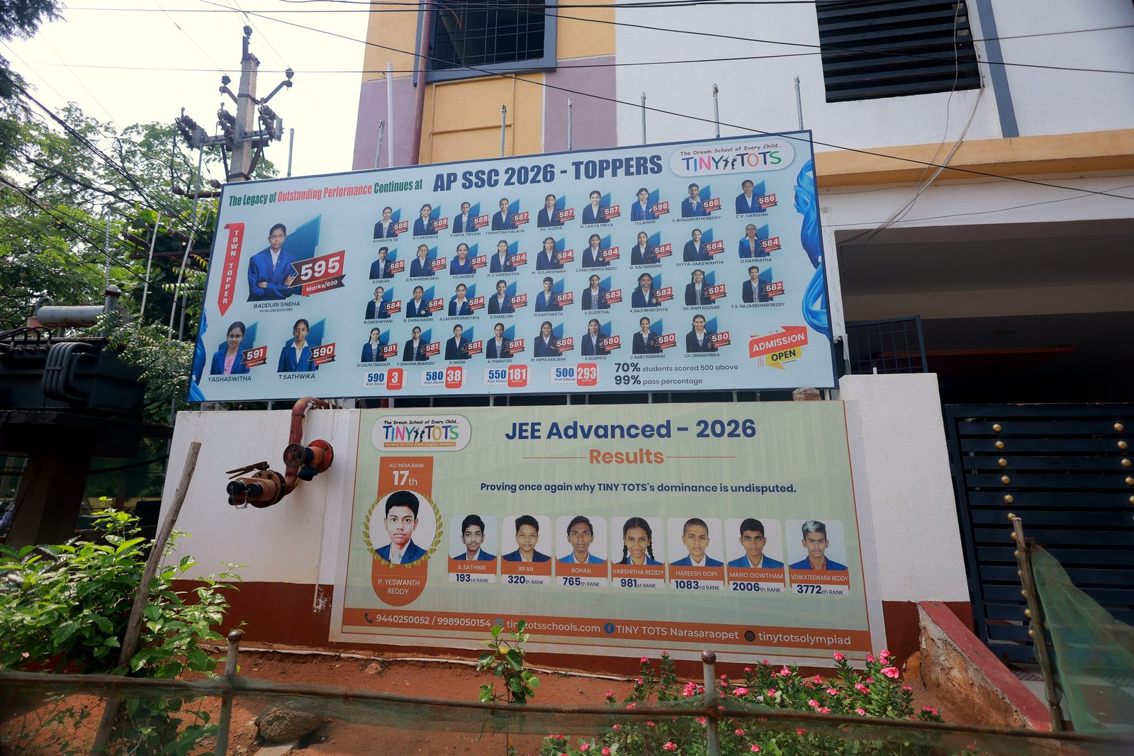 AP SSC 2026 toppers banner at the Tiny Tots campus